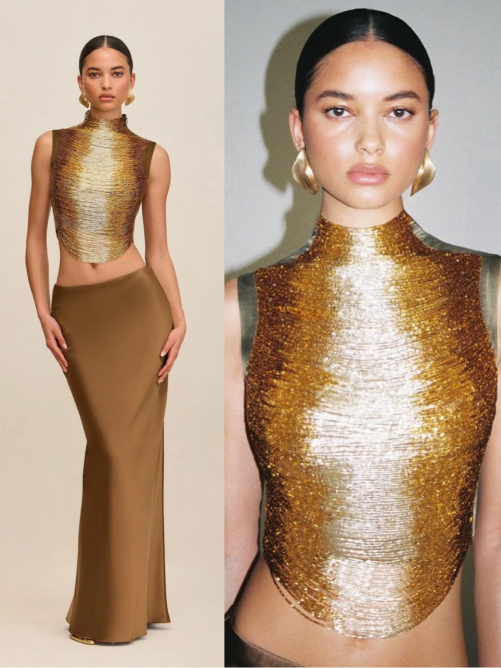 Cult Gaia Taraji Gold Beaded High-Neck Top Size Small NEW! New with tags!
